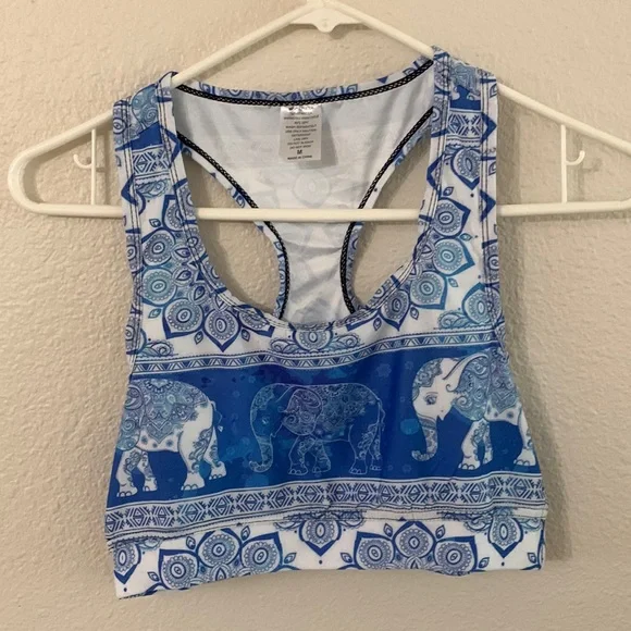 Boho elephant crop tank top, sports bra - Picture 1 of 3